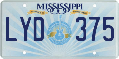 MS license plate LYD375