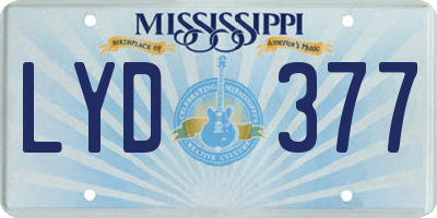 MS license plate LYD377