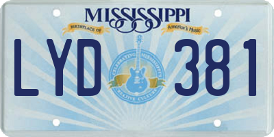 MS license plate LYD381