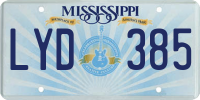 MS license plate LYD385