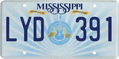MS license plate LYD391