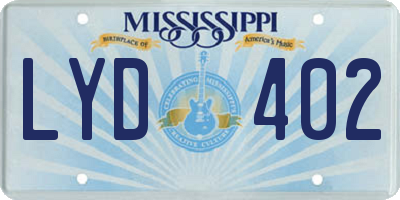 MS license plate LYD402
