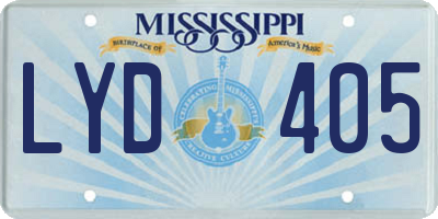 MS license plate LYD405
