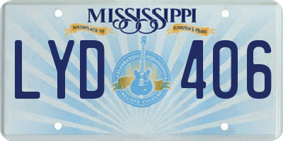 MS license plate LYD406