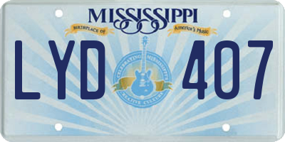 MS license plate LYD407