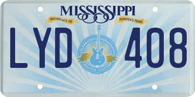 MS license plate LYD408