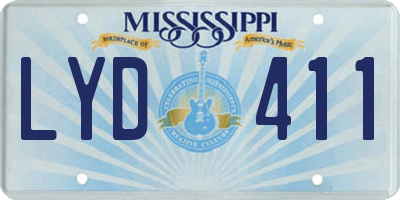 MS license plate LYD411