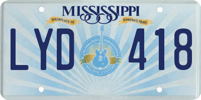 MS license plate LYD418