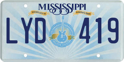 MS license plate LYD419