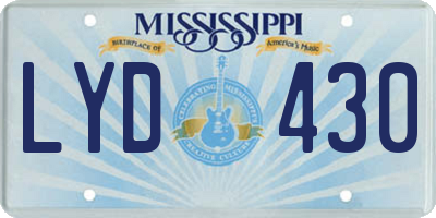 MS license plate LYD430
