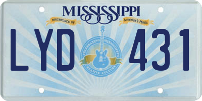 MS license plate LYD431