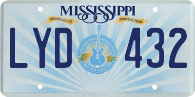 MS license plate LYD432