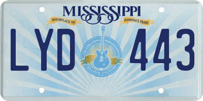 MS license plate LYD443