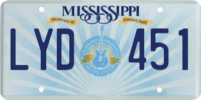 MS license plate LYD451