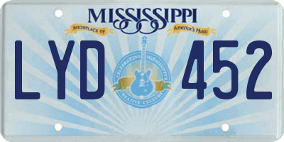 MS license plate LYD452