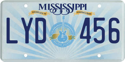 MS license plate LYD456