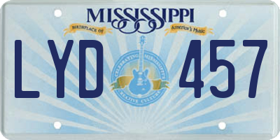 MS license plate LYD457