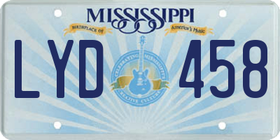 MS license plate LYD458