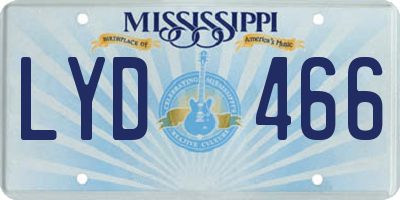 MS license plate LYD466