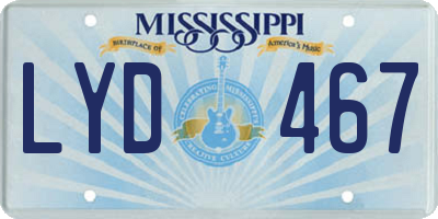 MS license plate LYD467