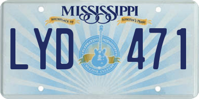 MS license plate LYD471