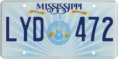 MS license plate LYD472