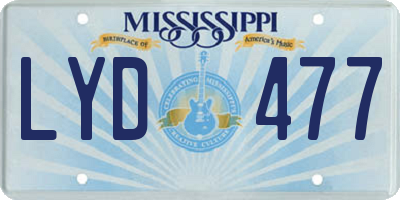 MS license plate LYD477