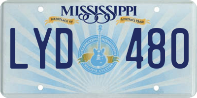 MS license plate LYD480