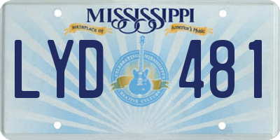 MS license plate LYD481