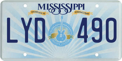 MS license plate LYD490