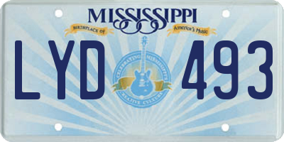 MS license plate LYD493