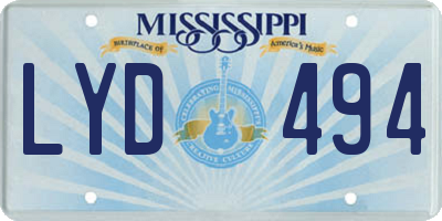 MS license plate LYD494