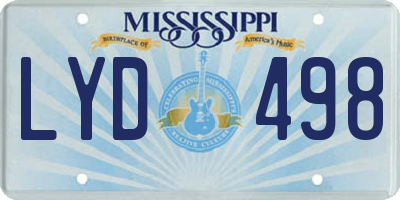 MS license plate LYD498