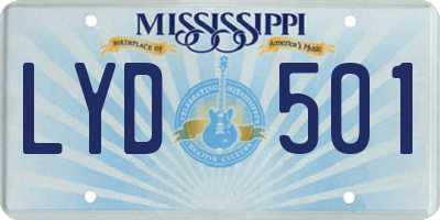 MS license plate LYD501