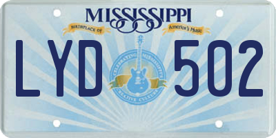 MS license plate LYD502