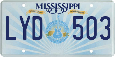 MS license plate LYD503
