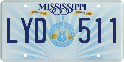 MS license plate LYD511