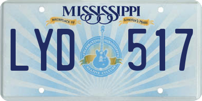 MS license plate LYD517