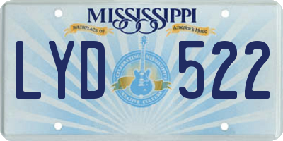 MS license plate LYD522