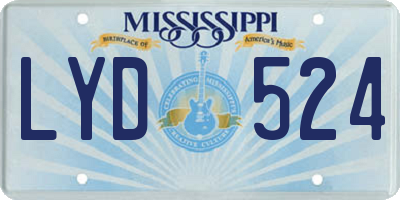 MS license plate LYD524