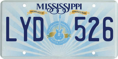 MS license plate LYD526