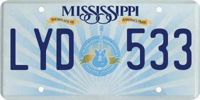 MS license plate LYD533