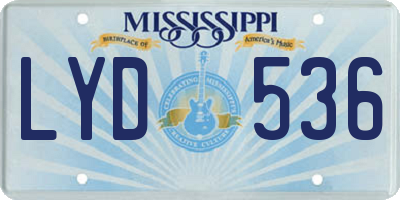 MS license plate LYD536