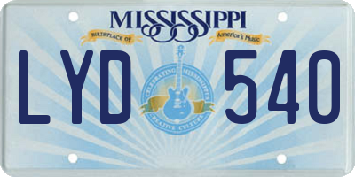 MS license plate LYD540