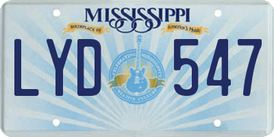 MS license plate LYD547