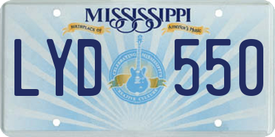 MS license plate LYD550