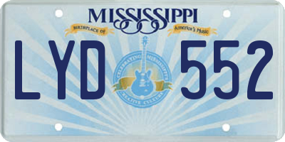 MS license plate LYD552