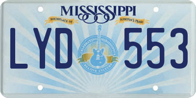 MS license plate LYD553