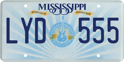 MS license plate LYD555