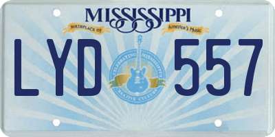 MS license plate LYD557
